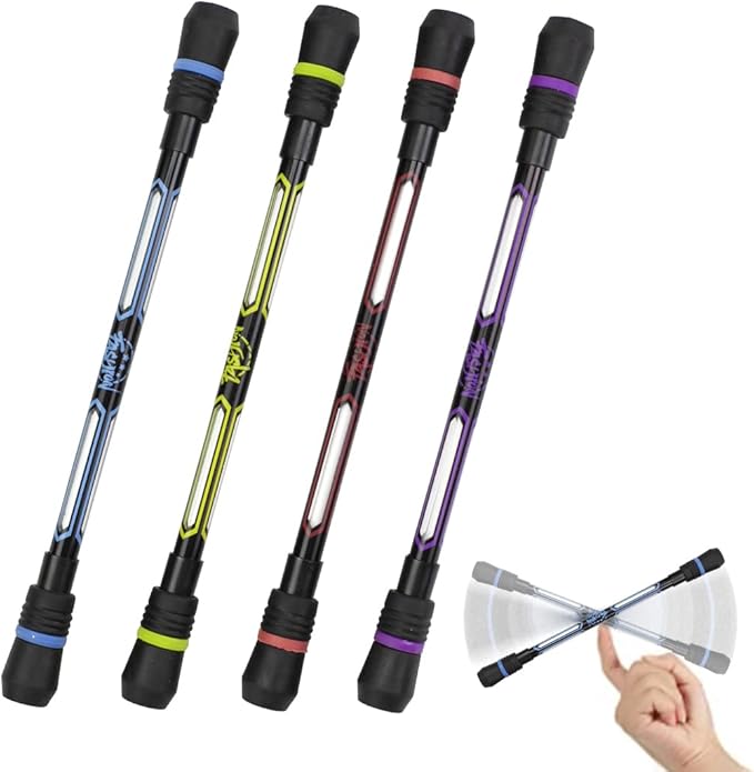XIANNV 4 Pcs Pen Spinning Cool Spinning Pens Stationery Set，Pen Spinner for Girls Boys Kids Teens Student Gift, Black Ink, （0.5 mm）