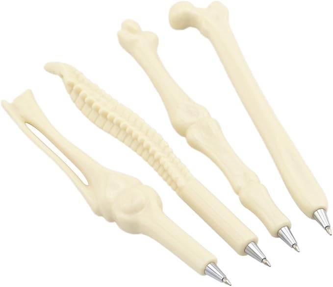 MagicW Novelty Bone Shape Ballpoint Pens Finger Skull Bone Pen For Nurse Doctor Stationery Crazy Student Gift Pack of 10
