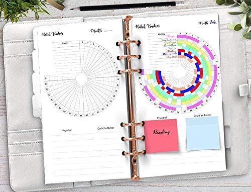 Habit Tracker Inserts for A5 Size Planners, Fits kikiki.K, Filofax, Louis Vuitton GM, Day Designer, Carpe Diem