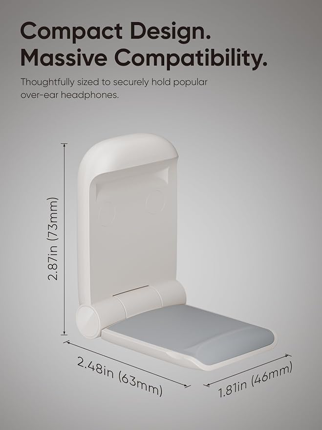 MAMUVIMO Headphone Stand, 2 Pack Headset Stand Foldable, Headphone Holder Hook Mount with Non-Slip Silicone, Adhesive Earphone Desk Hanger Clip Space-Saving for Airpods Max, All Earphones - Starlight