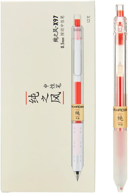 czxwyst X97 Retractable Gel Ink Pens 0.5mm Fine Point (Red Color 12-Pack)