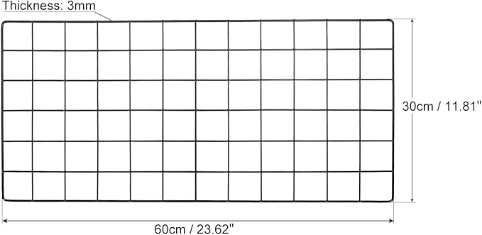 PATIKIL 24"x12" Wire Grid Panel, 1 Pack Wall Grid Decorative Panels Board Photo Pictures Display Decor Hanging Organizer for Home Office, Black