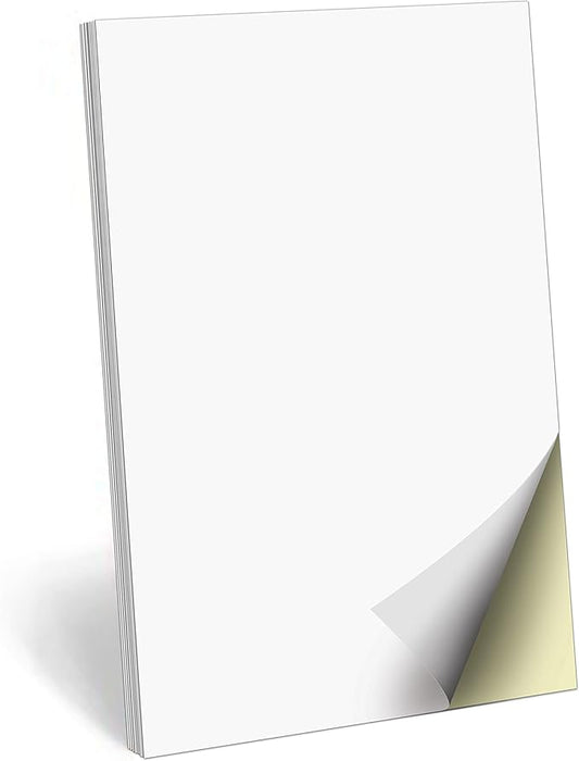 321Done 2-Part Blank Carbonless Notepad, 3.4x5.5 Portrait, Made in USA, Pocket Size Carbon Copy Memo Scratch Pad, Sketchbook, Cute Generic Small Business Order Book (50 Sets) White/Yellow