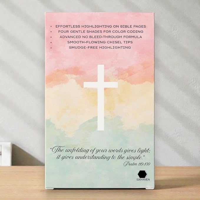 Sixhaven Bible Highlighters No Bleed - Green - Pastel Highlighters Set of 4 - Chisel Tip Highlighter for Bible Study Supplies - Hope Faith Grace Love Markers - Journaling Supplies for Women & Men