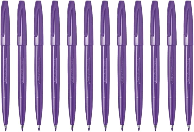 Pentel Sign Pen Fiber-Tipped Pen, Violet Ink, Box of 12 (S520-V)