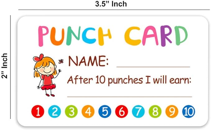 Punch Card, 100pcs Reward Incentive Card for Teacher, Behavior Chart for Kids, Homeschool Classroom Supplies for Motivation