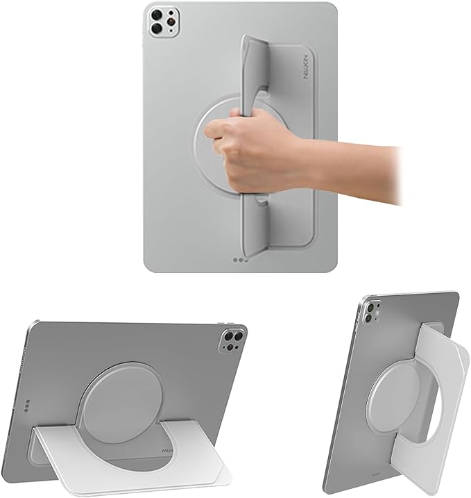 Nillkin Flexwing Adhesive Tablet Stand, 0.14 inch Invisible Slim iPad Holder, Stepless Adjustable Stand, Built-in Back Magnets, Compatible with Tablets Up to 10.4-13.2 inch, Grey