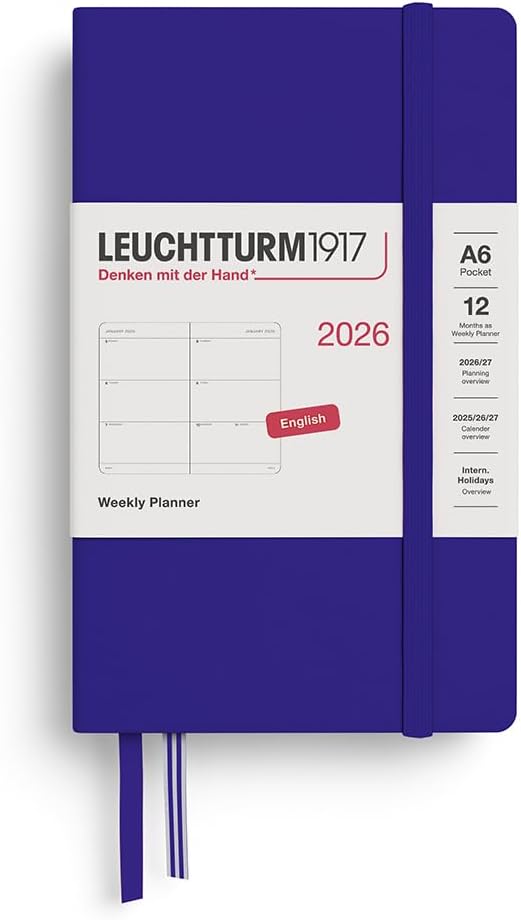 LEUCHTTURM1917 - Weekly Planner 2026, Hardcover, Pocket (A6), Ink (Jan 1 - Dec 31, 2026)