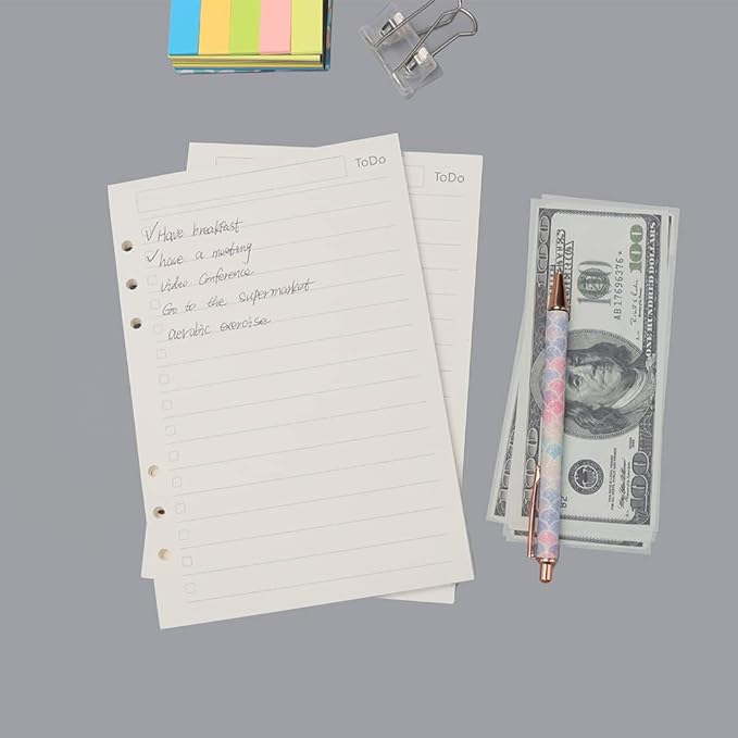 A5 To Do List Refill Paper 3 Pack - 6-Hole Punched Binder Inserts, 135 Sheets/270 Pages Filler Paper for Planner (A5)