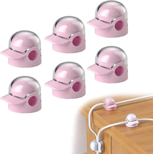 Magnetic Cable Clips, Adjustable Cord Holder for Under Desk Cable Management, Adhesive Wire Organizer for Home Office Desk Wall Car, Cord Keeper for Phone Charger & Cables (Pink 6PCS)
