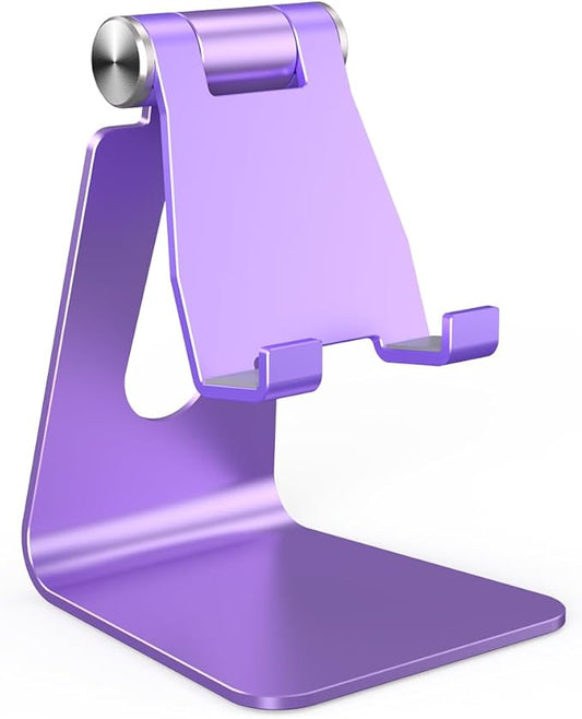 Cell Phone Stand for Desk- Adjustable Phone Stand Holder, Cradle, Dock, Desktop Stand for iPhone 17 16, 15, 14, Plus, Pro, Pro Max, 13 12 X XS,4-8" Phones, Office Accessories (Purple)