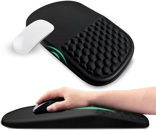 Ergonomic Mouse Pad with Wrist Rest Support, Mousepad with Comfortable Memory Foam Wrist Rest and Non-Slip PU Base for Pain Relief, Computer, Laptop, Office, Home (Black)