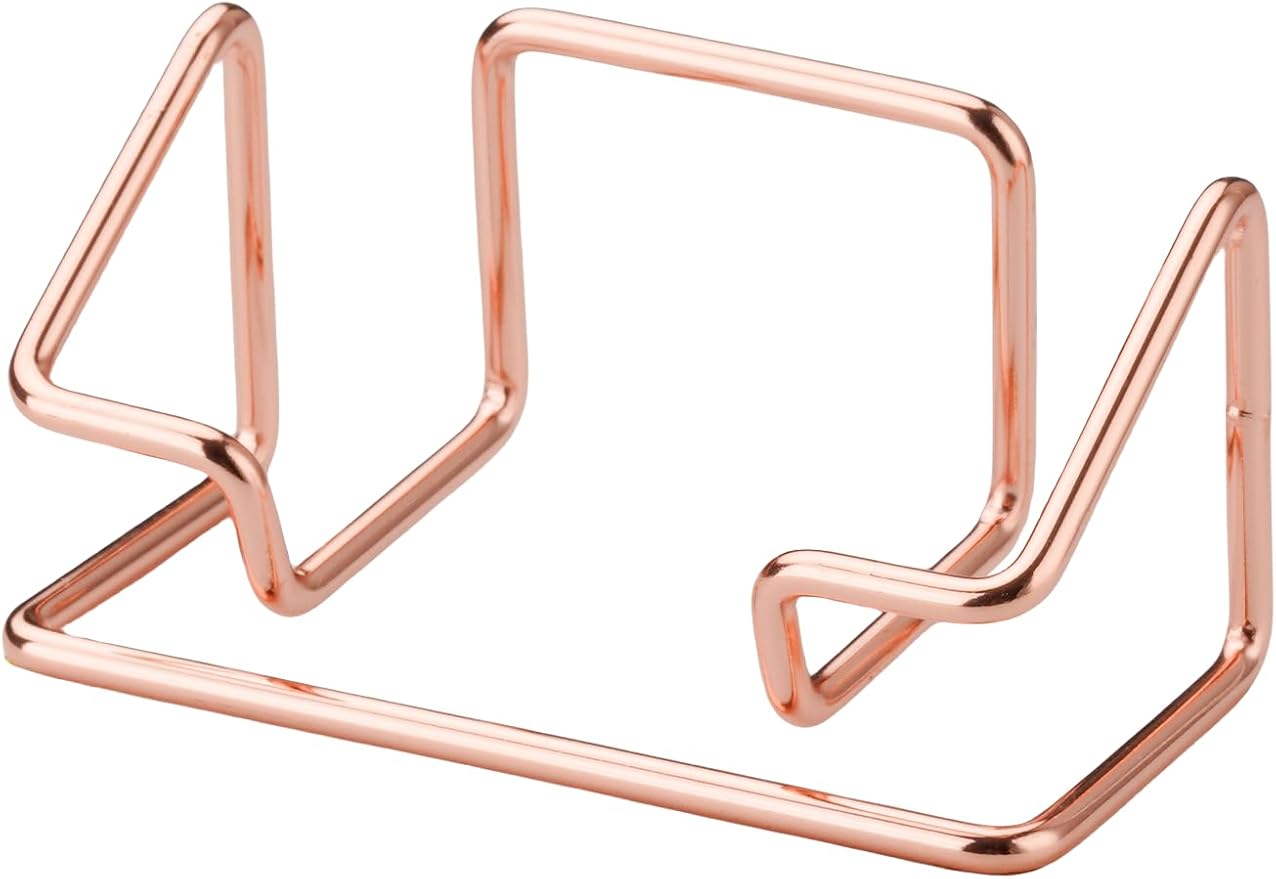 Business Card Holder for Desk, Cute Metal Card Organizers and Office Desk Accessories for Men and Women (Rose gold)