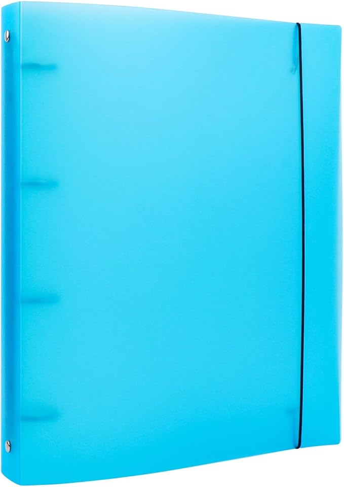 A4 4-Holes Round Ring View Binders Plastic Cover, Refillable Notebook Journal Binder File Folder, Loose Leaf Sheet Protector/DIY Scrapbooking/Binder Cover Protector (Blue)