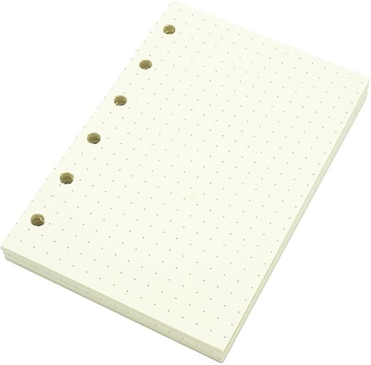 6 Holes Binder Planner Refill with 4 Basic Designs, A7 Notebook Refill, 100gsm, Dot, Grid, Line, Blank Paper,4.84 x 3.23'', 80 sheets/160 Pages, Harphia