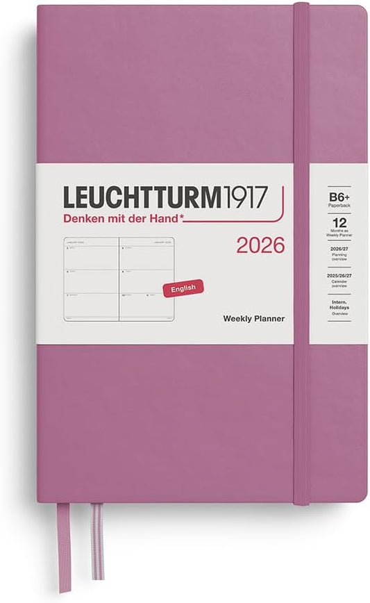 LEUCHTTURM1917 - Weekly Planner 2026, Hardcover, Paperback (B6+), Dusty Rose (Jan 1 - Dec 31, 2026)