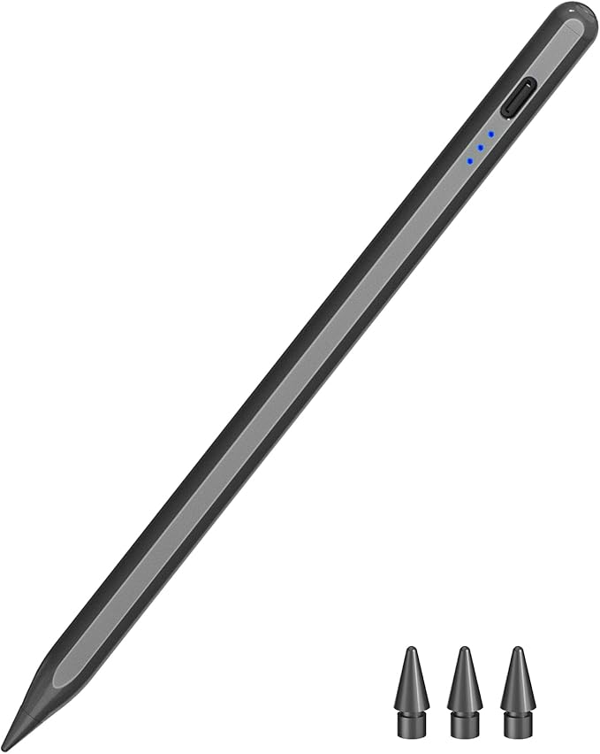 Pen for iPad 2018-2025, HATOKU 15 Mins Fast Charging Pencil 1st Gen with Tilt & Palm Rejection Compatible with iPad Air 3/4/5/M2/M3, iPad mini 5/6/7, iPad 6/7/8/9/10/11, iPad Pro 11/12.9"/M4 M5(Black)