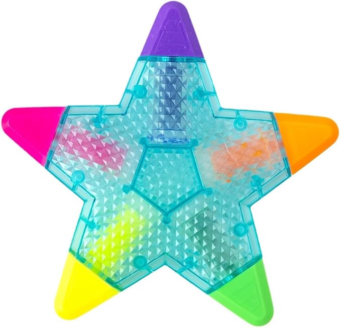 Beautiful Colorful Star Shape Highlighter Marker, 5 Color in 1 Star Multicolor Highlighter Pen for Note Taking, Journal Planner, Coloring Book, etc. (Yellow)