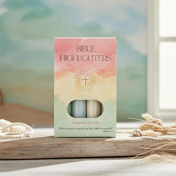 Sixhaven Bible Highlighters No Bleed - Green - Pastel Highlighters Set of 4 - Chisel Tip Highlighter for Bible Study Supplies - Hope Faith Grace Love Markers - Journaling Supplies for Women & Men