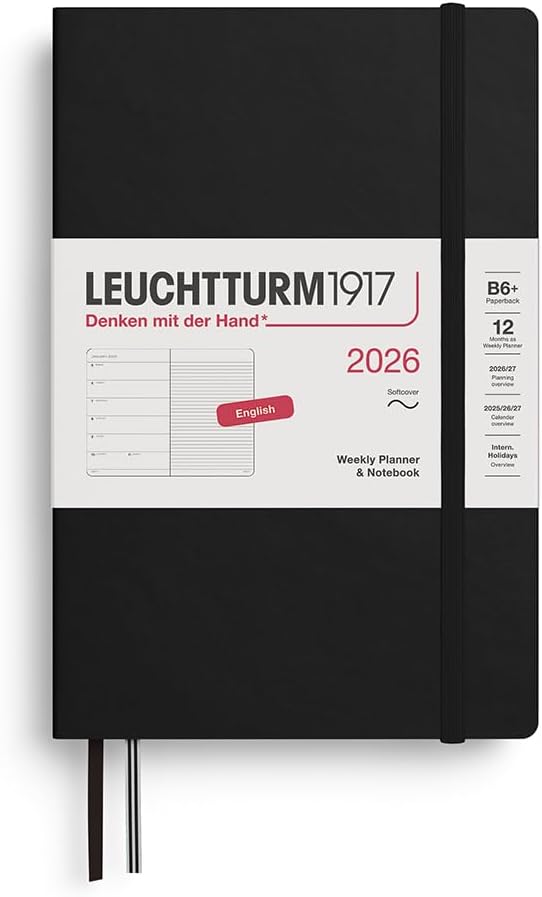 LEUCHTTURM1917 - Weekly Planner & Notebook 2026, Softcover, Paperback (B6+), Ruled, Black (Jan 1 - Dec 31, 2026)