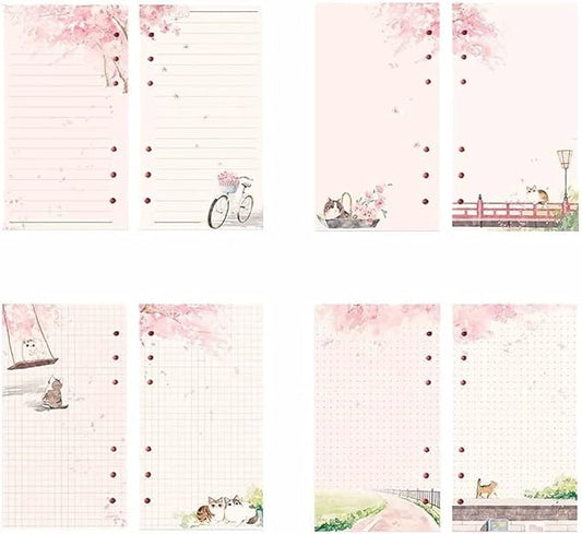 A6 Pink Refill Paper,80 Sheets Loose Leaf Inserts Paper Notebook Binder Line Pages,6 Hole Refill Notebook Blank for 6 Ring Refillable Binder Planner Journal
