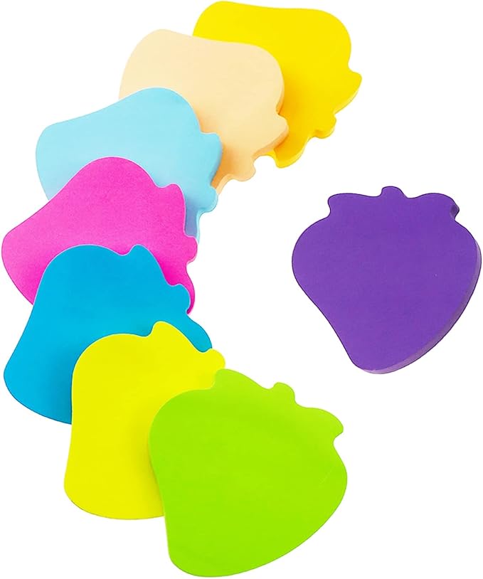 Sticky Notes, 560 Sheets 3 × 3 Inches Strawberry Shape Self Sticky Notes Pad, Colour Sticky Notes, Bright Colors Self-Stick Pads for Home Office Notebook 8 Color