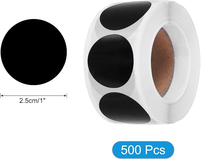 uxcell 500pcs Black Round Stickers Roll 1 Inch Self-Adhesive Stickers Coding Label Removable for DIY Crafts Homework, Office, Shop, Home, Classroom Marking