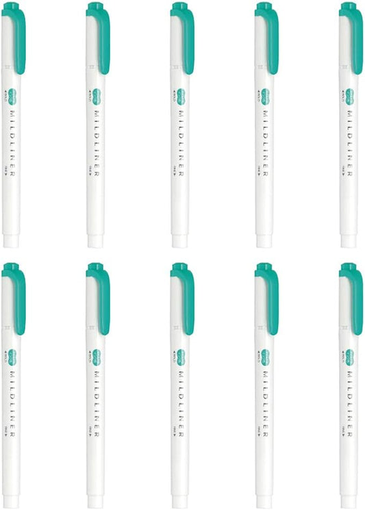Zebra B-WKT7-MSG Highlighter, Mild Liner, Mild Summer Green, 10 Pieces