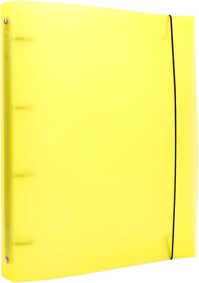 A4 4-Holes Round Ring View Binders Plastic Cover, Refillable Notebook Journal Binder File Folder, Loose Leaf Sheet Protector/DIY Scrapbooking/Binder Cover Protector (Yellow)