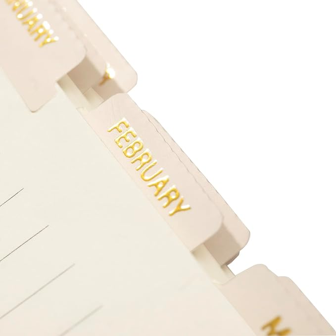 Lumintutu Gold Foil Embossed Planner Monthly Stickers, Laminated 40 Adhesive Plan Tabs Accessories for Notebooks, Hobonichi 2026 Happy Calendar Inserts Set (Latte)