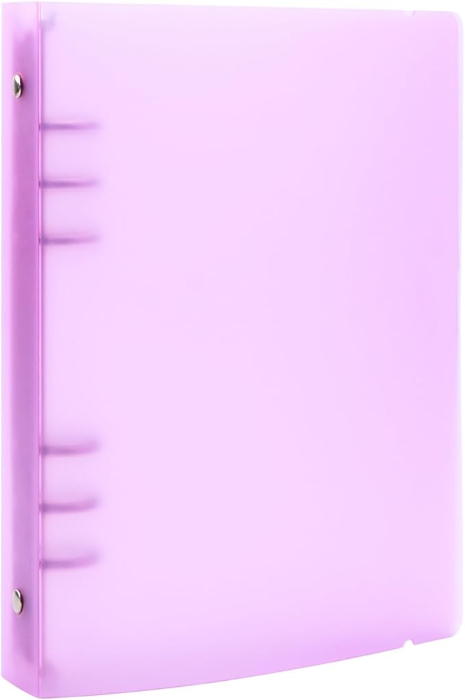 A5 6 Ring Binder Cover Clean Transparent Soft PVC for Refillable Notebook Shell with Snap Button Closure Matte Surface for Stamp & Die Storage Traveler Planner Diary Pages （Purple