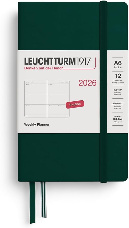 LEUCHTTURM1917 - Weekly Planner 2026, Hardcover, Pocket (A6), Forest Green (Jan 1 - Dec 31, 2026)