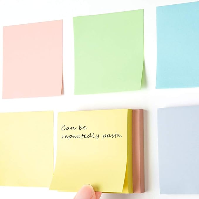 Phthdoty 8 Pads Pop Up Sticky Notes 3x3 Refills Pastel Colors Self-Stick Notes Pads Super Adhesive Sticky Notes Great Value Pack