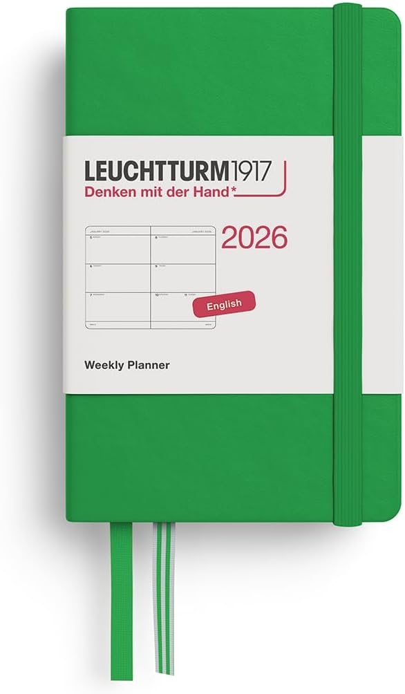 LEUCHTTURM1917 - Weekly Planner 2026, Hardcover, Mini (A7), Spring Leaf (Jan 1 - Dec 31, 2026)