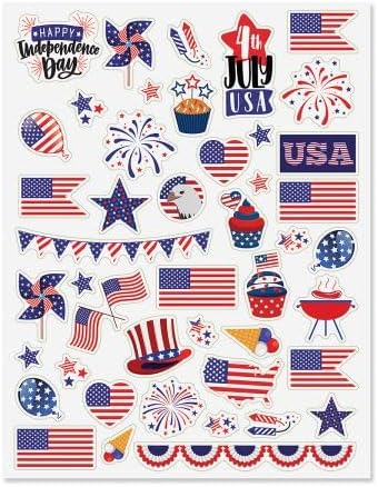 Current Celebration Patriotic Sticker Variety Pack - 2 Sheets, 48 Assorted Stickers for Kids, Teachers, School, Scrapbooking, Journals, Monthly Planners, Calendars, Holiday Crafts & Greeting Cards