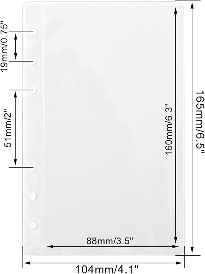 NatSumeBasics 12 A6 Binder Pockets a6 Budget Cash Envelopes Clear Binder Inserts for 6-Ring Notebook Binder Sheet Protectors Organizer Photos Money Bills (A6, Clear)