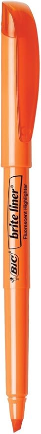 BIC : Brite Liner Highlighter, Chisel Tip, Fluorescent Orange Ink, 12/Pack -:- Sold as 2 Packs of - 12 - / - Total of 24 Each
