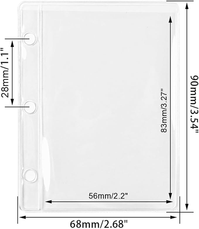 NatSumeBasics 12 Mini Binder Pockets Clear Card Holder A9 Binder Inserts PVC Cash Budget Envelopes for 3 Ring Binder Sheet Protectors Organize Photos Cards Bills (Mini, Clear)