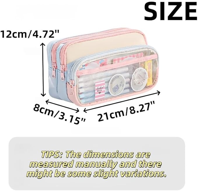 4-Layer Transparent Large Capacity Pencil Case - Ins Aesthetic Japanese Style Makeup & Supplies Organizer Pouch (Orange)