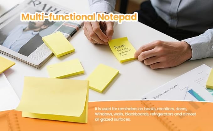 1920 Sheets 3 in x 5 in Large Sticky Notes, 76 x 127 mm 6 Pads Assorted Self-Stick Pads for Notebook,Office,School and Home,80 Sheets/Pad (24 Pads Yellow)