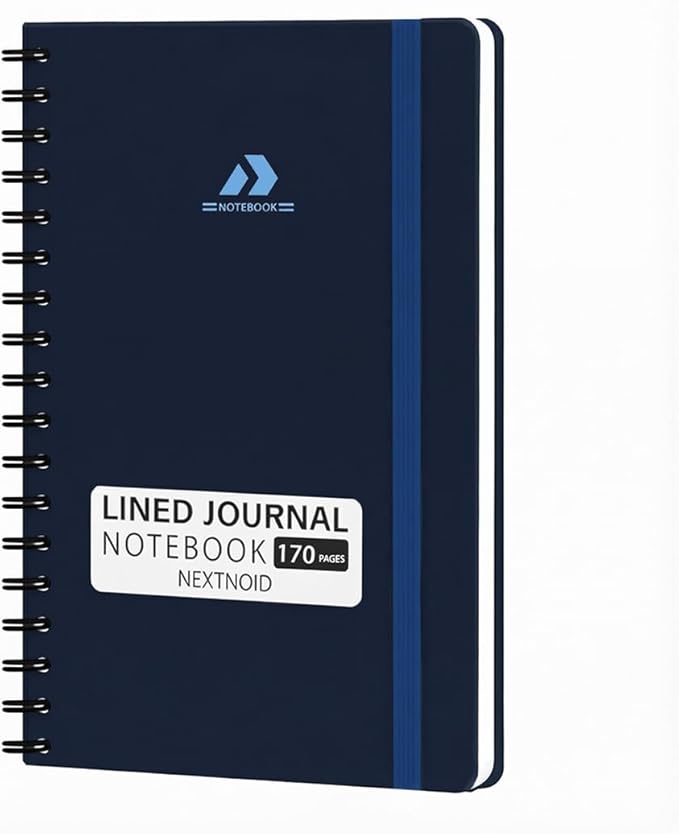 Nextnoid Lined Spiral Notebook Journal For Women & Men - A5(5.8" x 8.3") 170 Pages, Hardcover Notebooks for Work & Note Taking, College Ruled Journals for Writing - Navy Blue