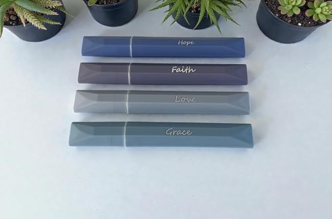 Sixhaven Bible Highlighters No Bleed - Blue - Pastel Highlighters Set of 4 - Chisel Tip Highlighter for Bible Study Supplies - Hope Faith Grace Love Markers - Journaling Supplies for Women & Men