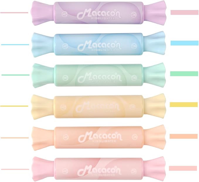 18 Pack 6 Colors Candy Shape Highlighter Daylight Fluorescent ink Highlighter for Students