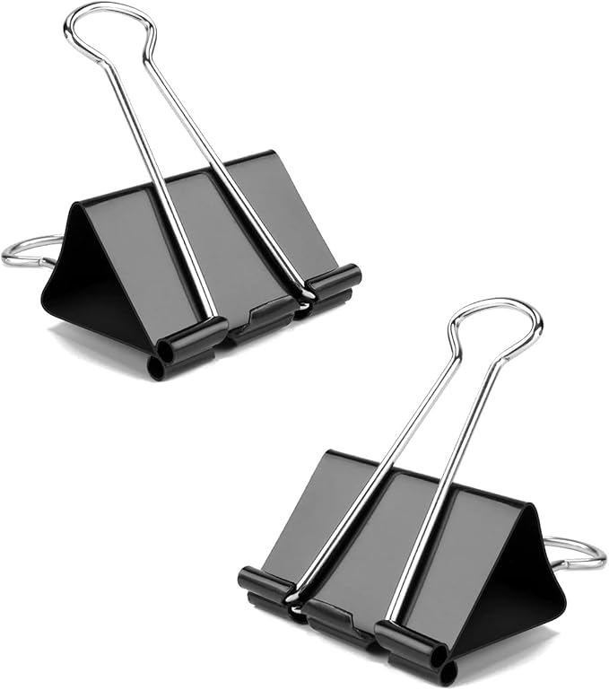 Office Binder Clips - 1 Inch, 72 Pack, Black, 0.47 Inch Capacity, Standard 25mm ClampsOffice Binder Clips - 1 Inch, 72 Pack, Black, 0.47 Inch Capacity, Standard 25mm Clamps