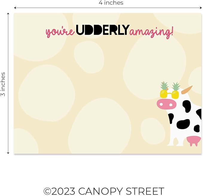 Cute Animal Pun Sticky Note Pads / 4" x 3" Clever Sticky Notes/Set of 6 Pads / 50 Sheets Per Pad/Trendy Gift Idea/Made in The USA
