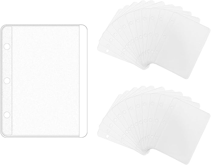 NatSumeBasics 24 Mini Binder Pockets Zipless A9 Binder Inserts 2" x 3.5" Frost PVC Sheet Card Protectors for Cash Binder Photos Cards Bills Organize (Mini 24pcs)