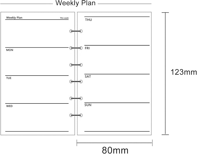 A7 Planner Refill, 3 Pack 135 Sheets/270 Pages Weekly Plan Paper, 6 Ring A7 Pocket Binder Refills Inserts Mini Refill, 6 Hole Loose Leaf Paper Refill for Binder Journal Notebook(4.72'' x 3.34'')