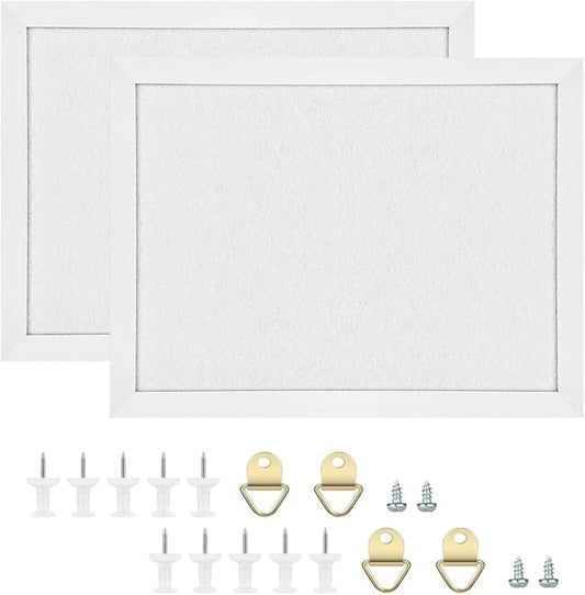 TORASO Cork Board Bulletin Board, Cork Boards for Walls with Pins, Eye Bolts, gaskets, Screws, Pin Board for Office, School and Home (White, 17“x23-2P)