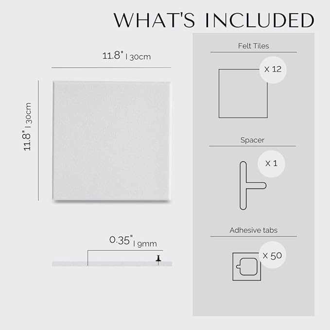 Large Bulletin Board 48x36- Office Wall Organizer to Replace Your Old Cork Boards for Walls for Office Decor -12-Pack Felt Wall Tiles for Home Office Decor, Classroom Decor (Milky White)