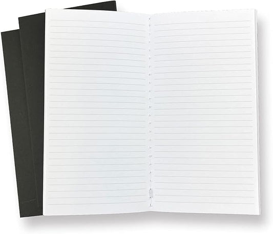 RICCO BELLO Travelers Notebook Refill Inserts, Lined, Black Kraft Cover, 4.25 x 8.25 inches (Set of 3)